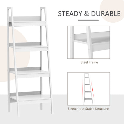 Set of 2, 4 Tier Ladder Shelf Bookcase, Multi-Use Display Rack, Storage Shelving Unit Display Stand, Flower Plant Stand,