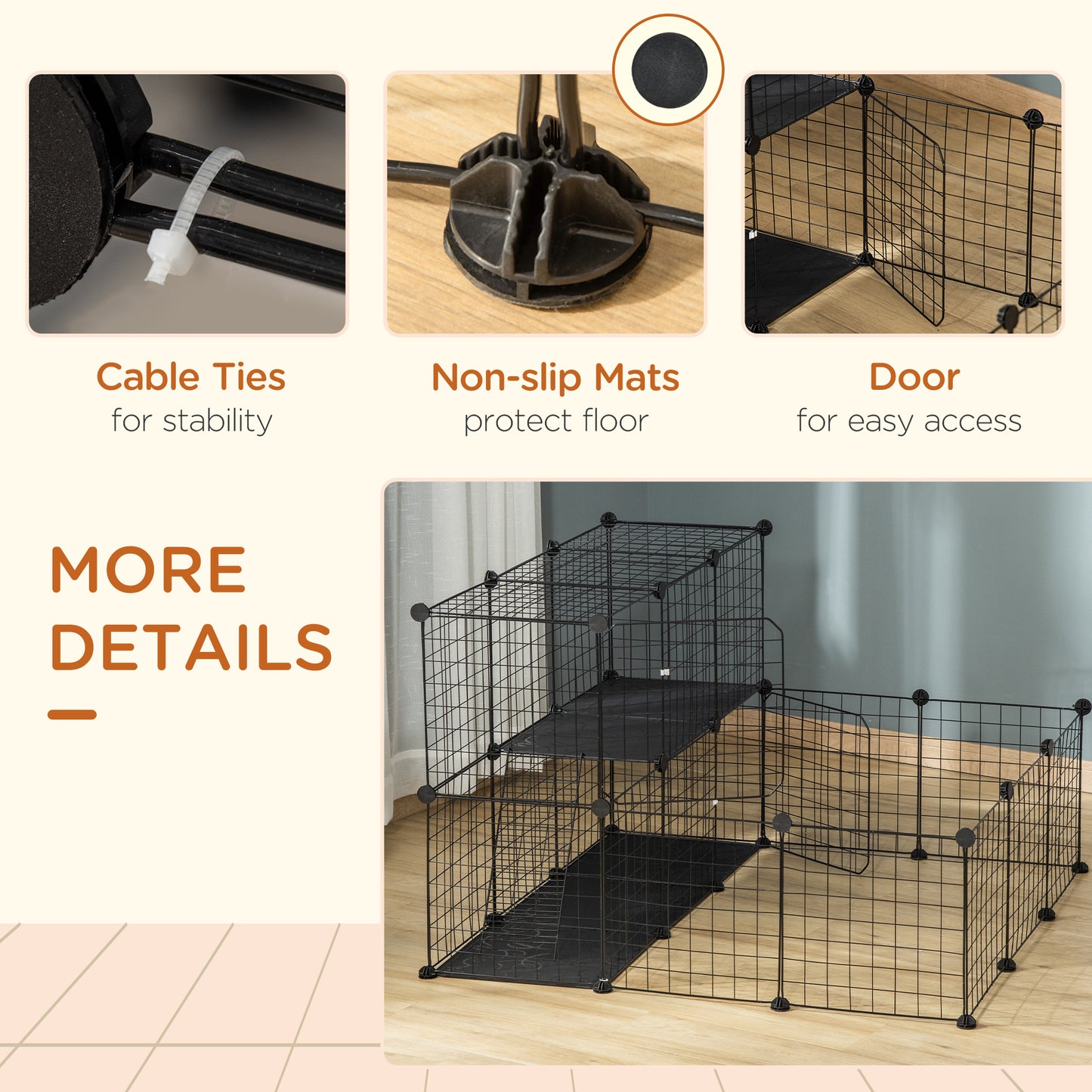 Small Animal Cage Rabbit Cage with Door, Guinea Pig Playpen, Small Animal Fence for Bunny, Chinchilla, Freret, Chinchill