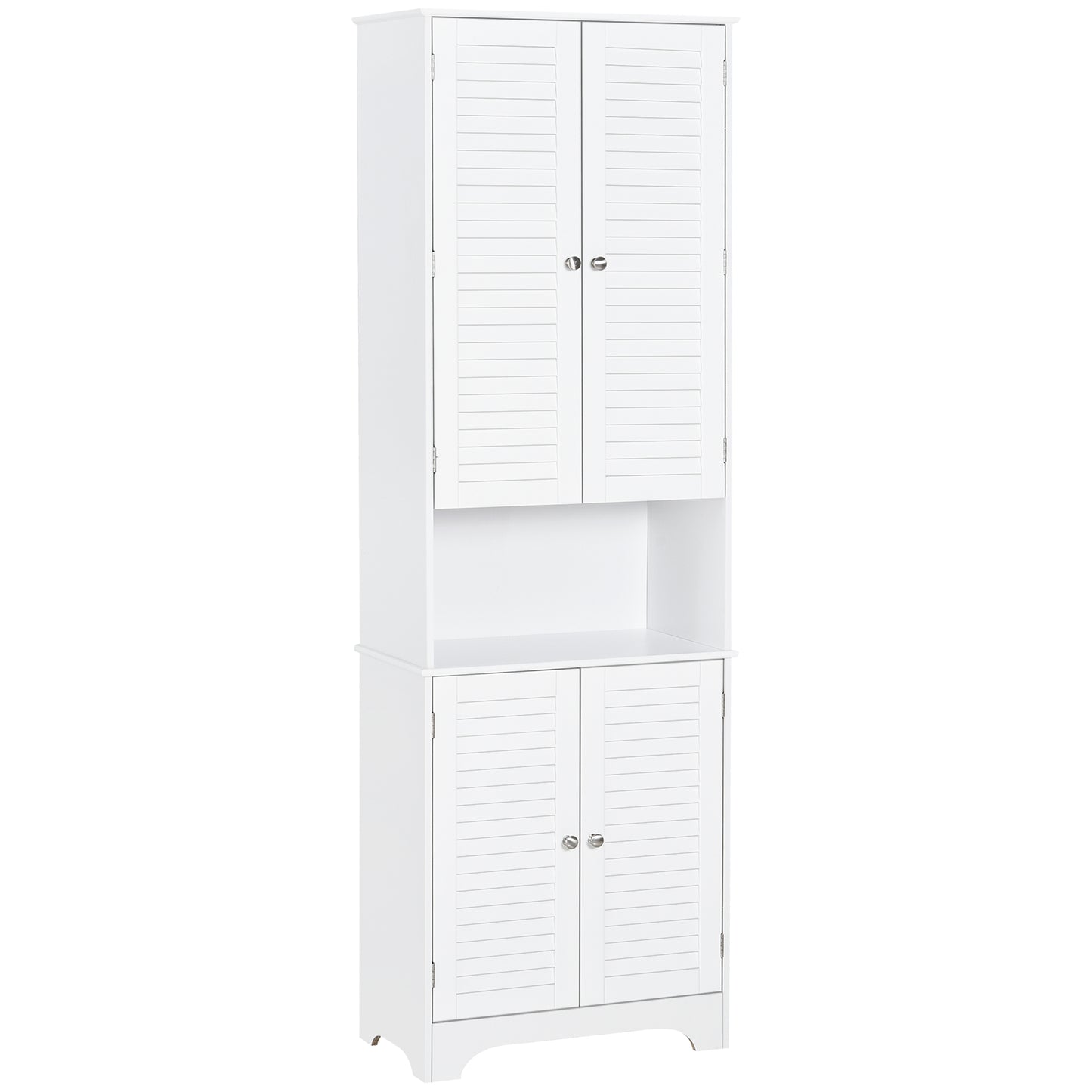 Tall Bathroom Storage Cabinet, Slim Bathroom Cabinet with 4 Shutter Doors and Adjustable Shelves, Toilet Vanity Cabinet,