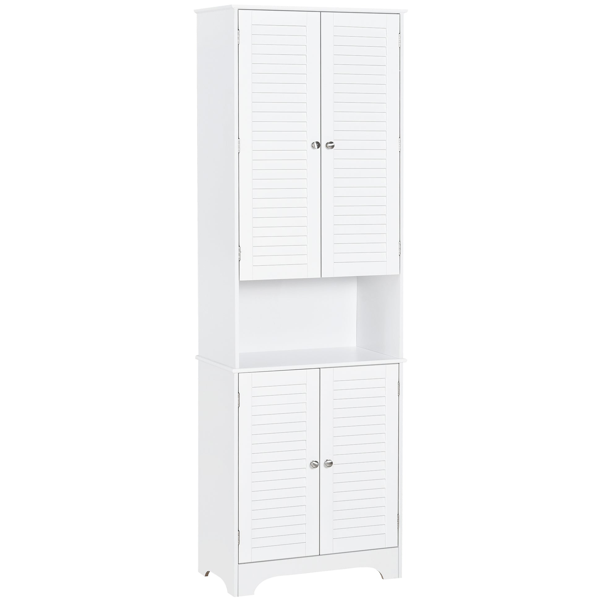 Tall Bathroom Storage Cabinet, Slim Bathroom Cabinet with 4 Shutter Doors and Adjustable Shelves, Toilet Vanity Cabinet,