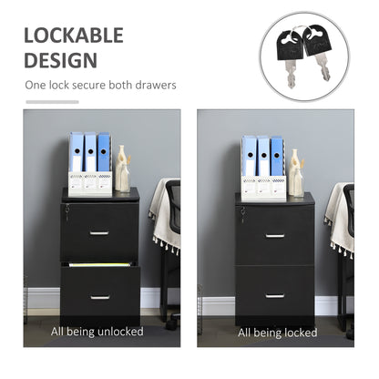 2 Drawer File Cabinet with Lock, Small Rolling Filing Cabinet for A4, Letter-Size Documents, Printer Stand for Home Offi