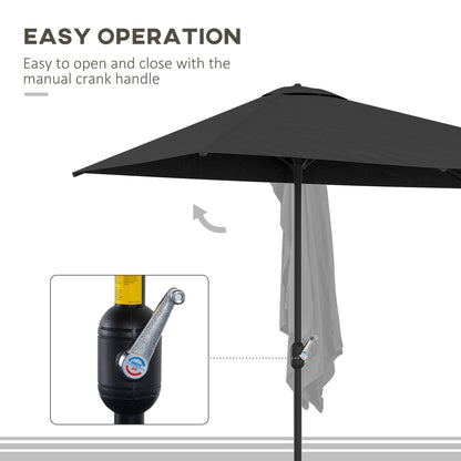 8ft Half Round Umbrella Outdoor Balcony Parasol Patio Garden Outdoor Window Sun Shade w/ 5 Ribs