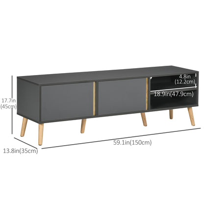 TV Stand for TVs up to 55", TV Cabinet with Shelves and Cable Holes, Entertainment Unit for Living Room, Dark Grey