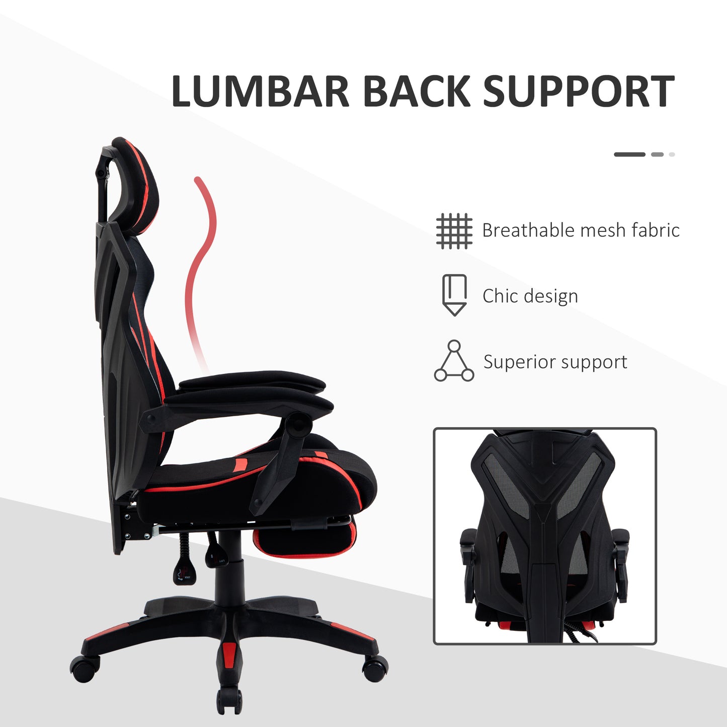 Racing Gaming Chair, Ergonomic Computer Chair with Footrest, Headrest, High Back Recliner Swivel Seat with Adjustable He