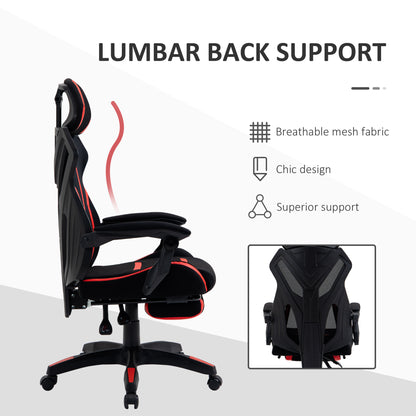 Racing Gaming Chair, Ergonomic Computer Chair with Footrest, Headrest, High Back Recliner Swivel Seat with Adjustable He
