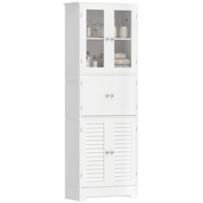 Freestanding Bathroom Cabinet with Glass/Louvred Doors, Tall Bathroom Cabinet for Kitchen, Study, Living Room