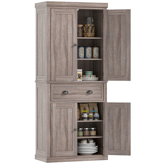 Long Standing Kitchen Cabinet w/ 2 Drawers MDF Board, Wood Grain