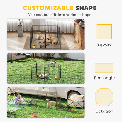 Dog Playpen for Indoor Outdoor use, Heavy Duty Dog Fence with Door, 23.6" High, 8 Panels, Black